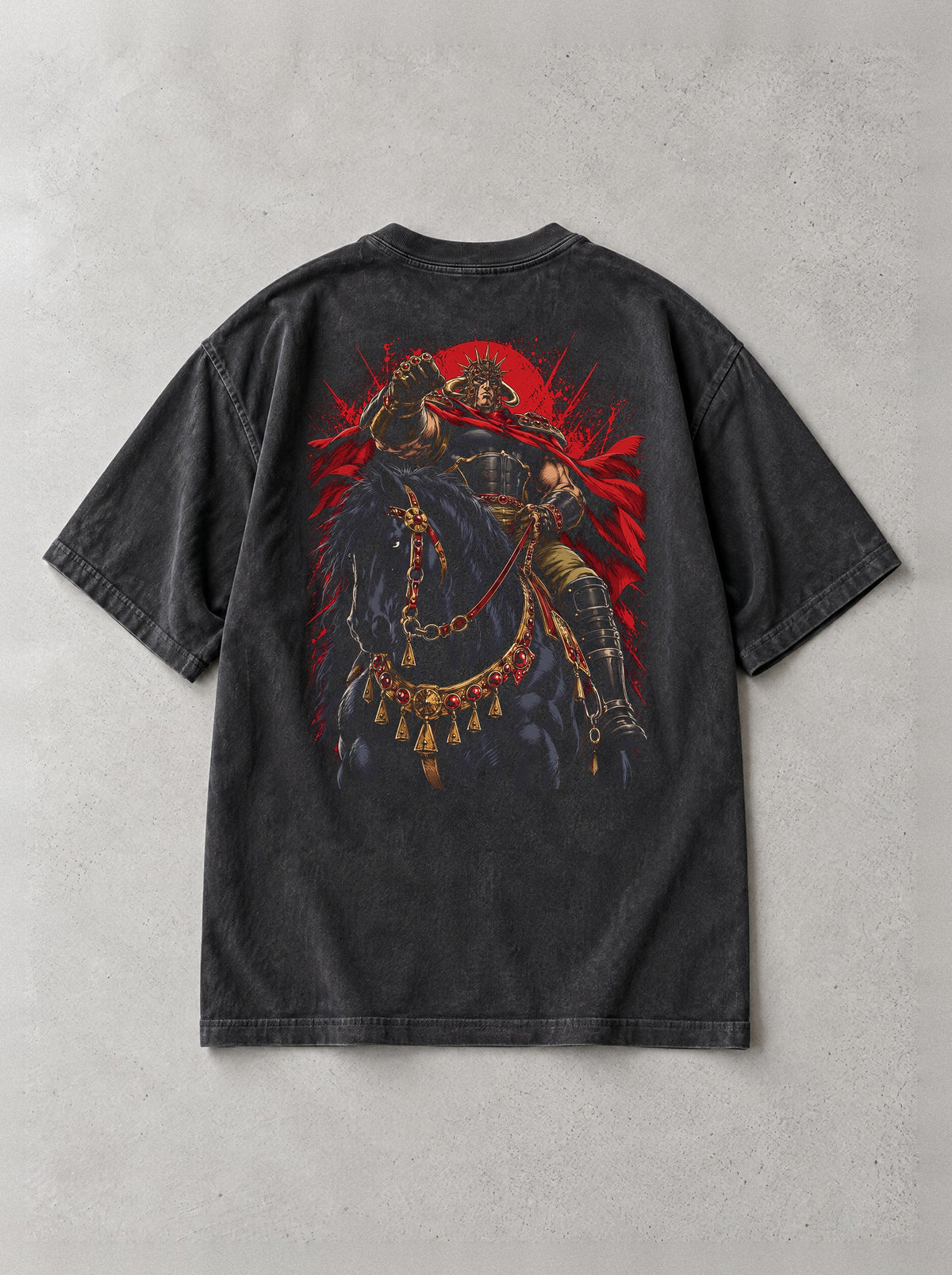 Conqueror On Horseback Vintage Tee - Fist of the North Star-inspired design by Torazen, back view