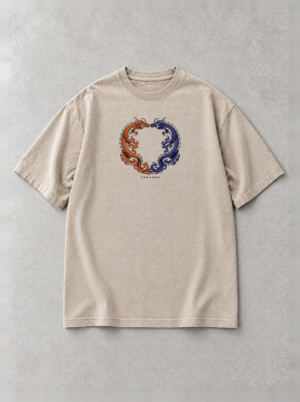 Dancing Dragon Duo Vintage Tee by Torazen, front view