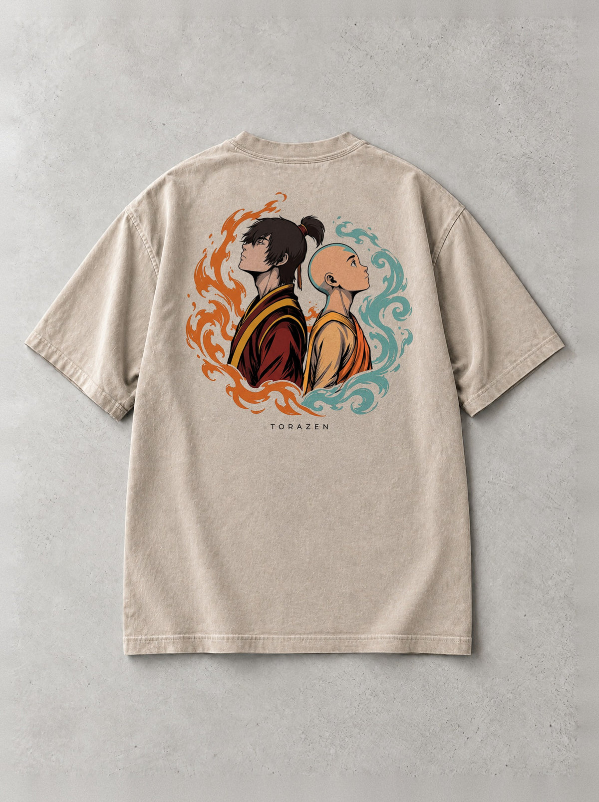 Fire And Air Vintage Tee - Avatar: The Last Airbender-inspired design by Torazen, back view