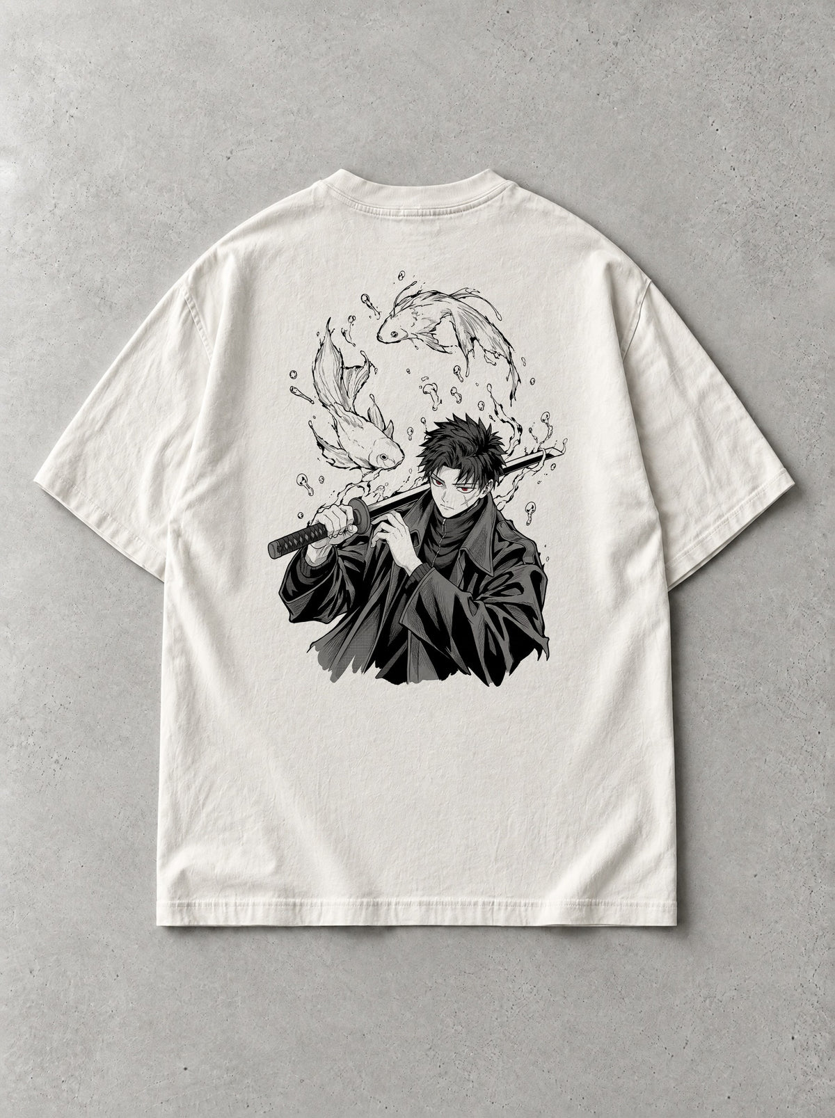 Goldfish Blade Vintage Tee - Kagurabachi-inspired design by Torazen, back view