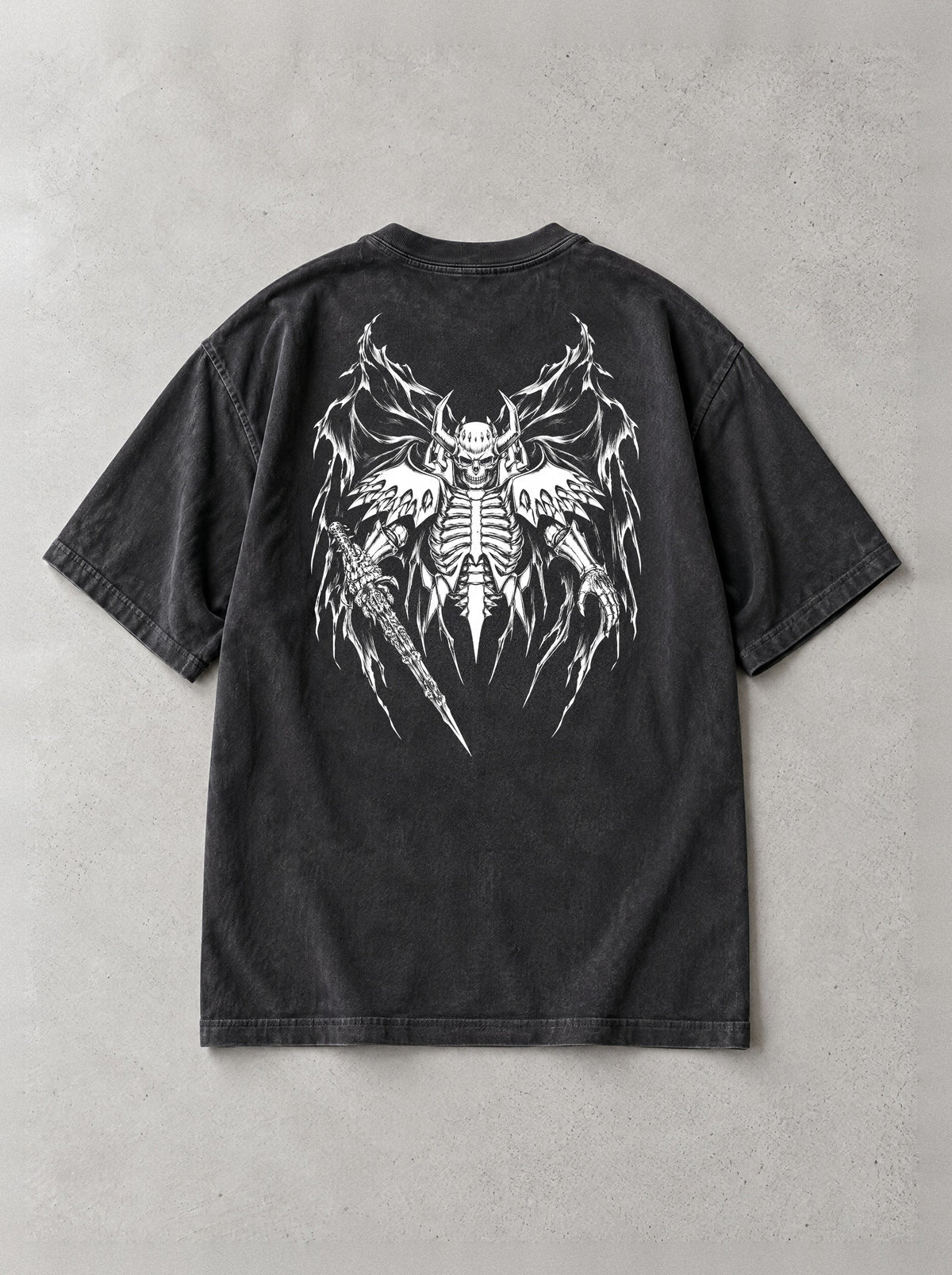 Horned Bone Seraph Vintage Tee - anime-inspired design by Torazen, back view