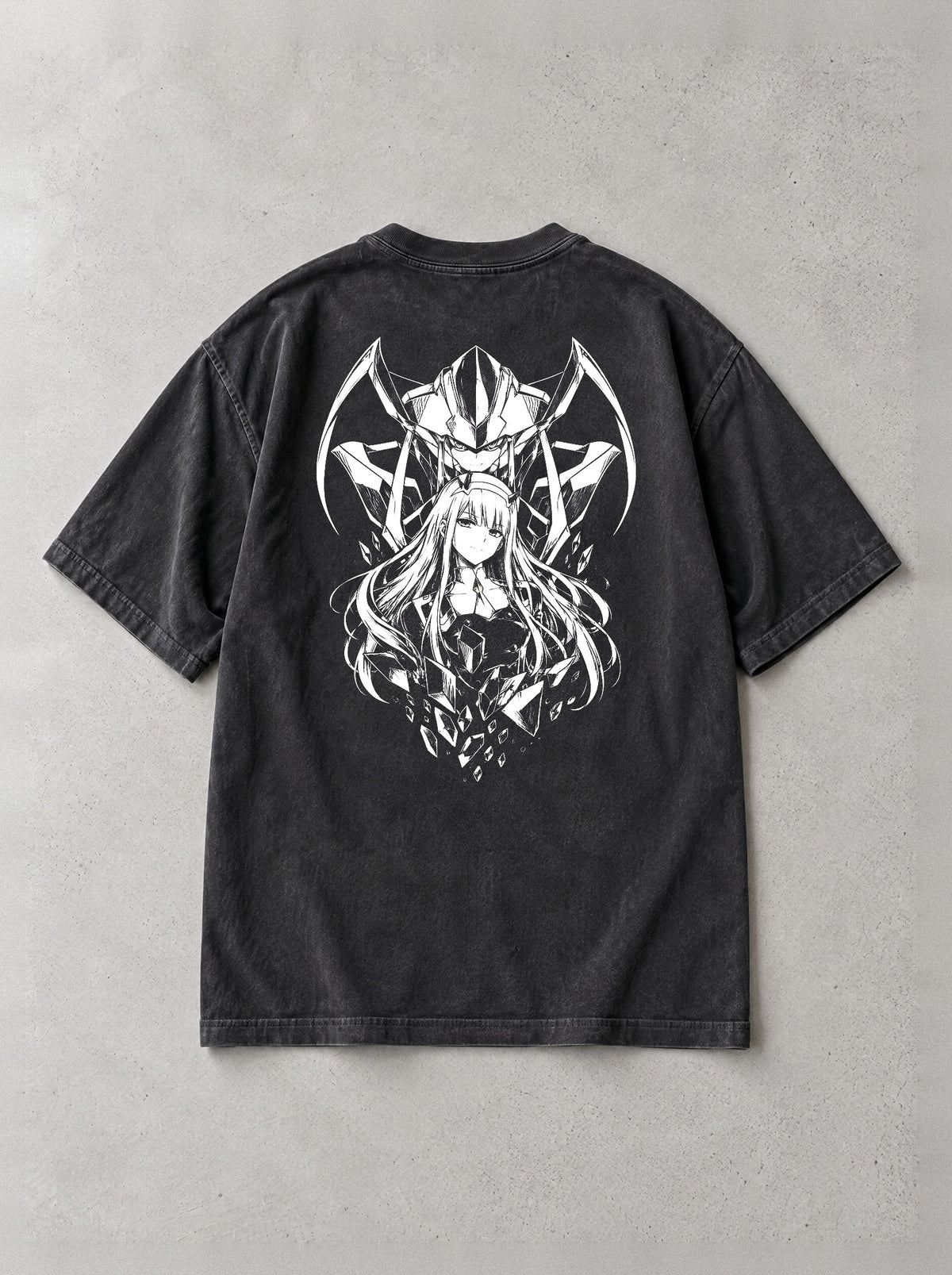Horned Pilot Bloom Vintage Tee - Darling in the Franxx-inspired design by Torazen, back view