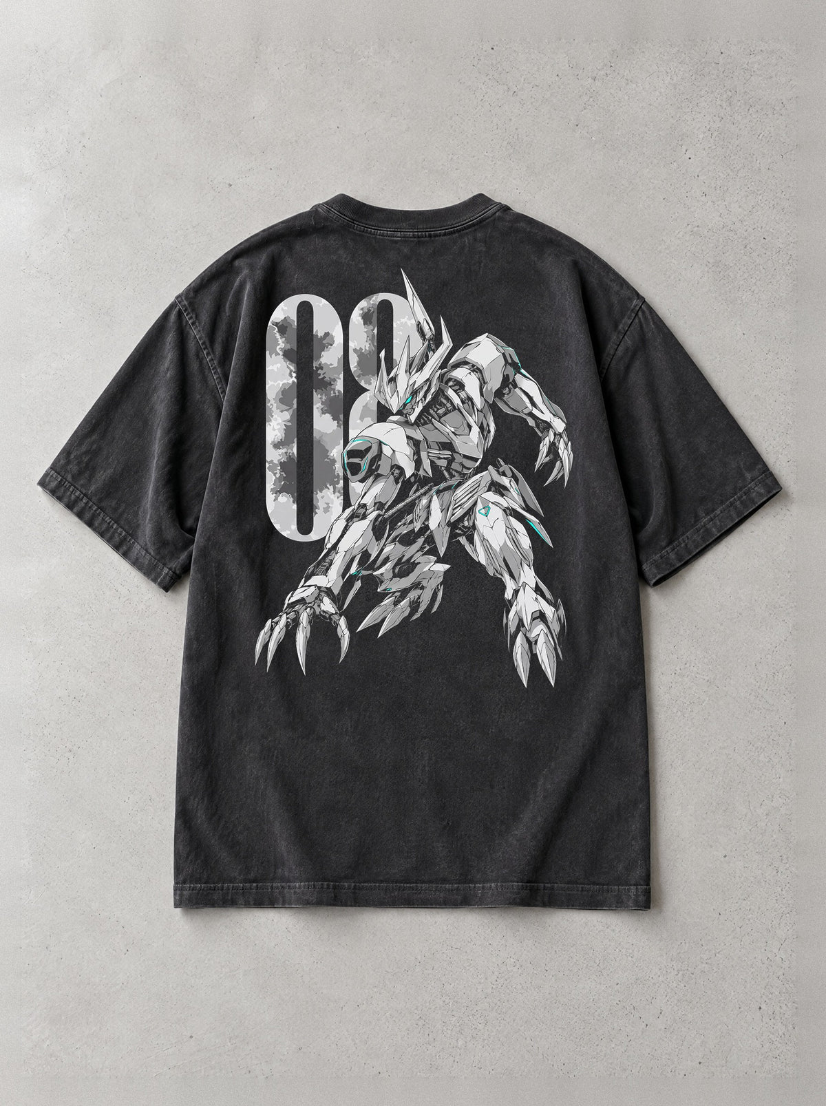 Iron Blood Beast Vintage Tee - Gundam-inspired design by Torazen, back view