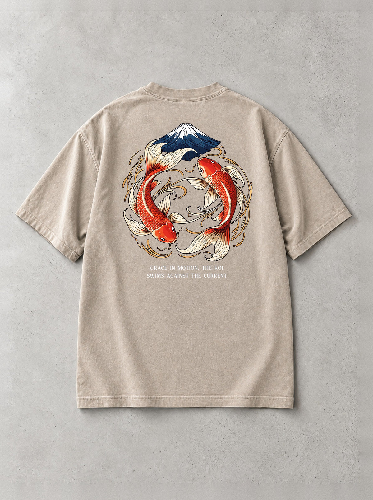 Koi Against The Current Vintage Tee - anime-inspired design by Torazen, back view
