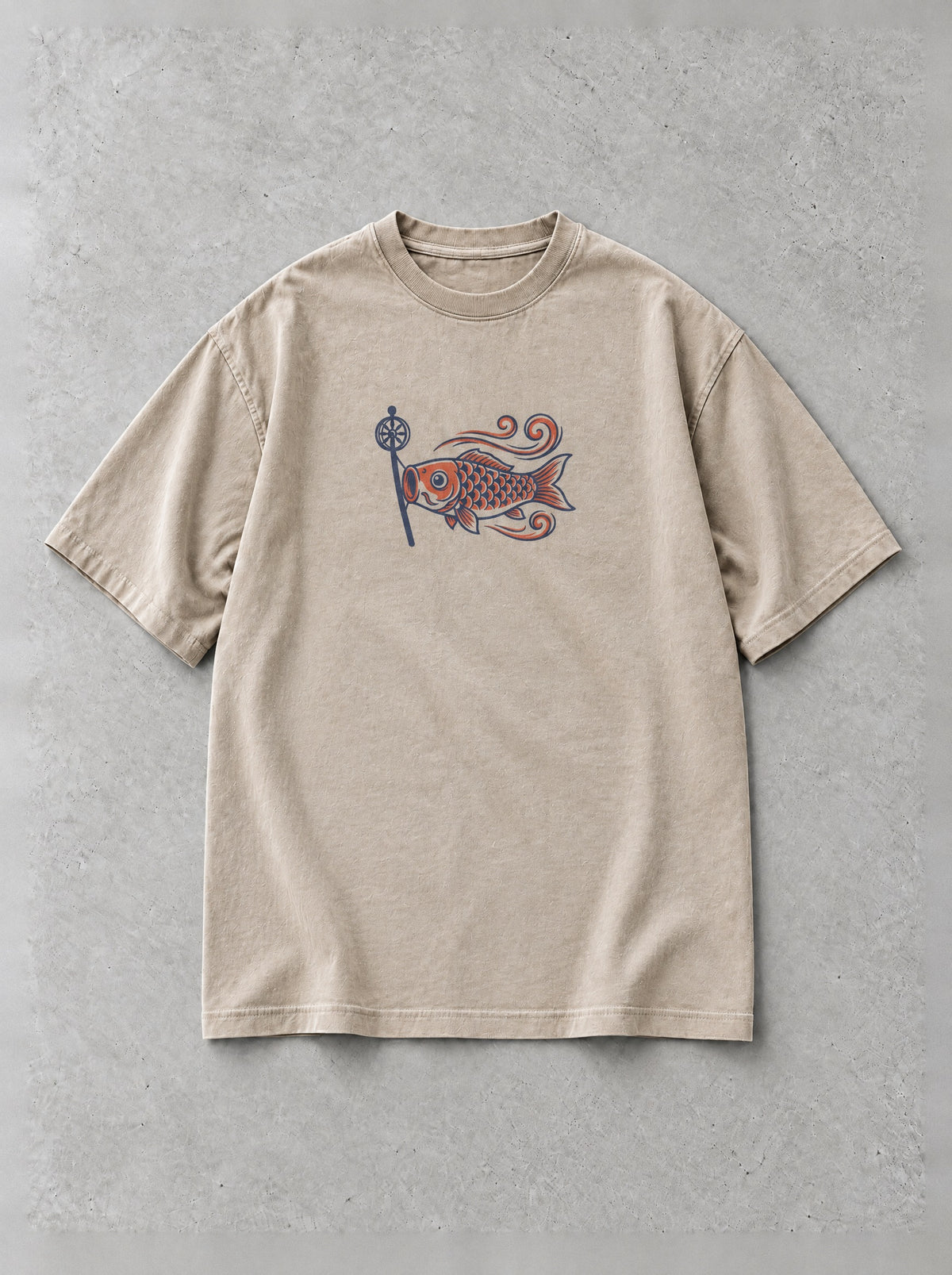 Koi Against The Current Vintage Tee - anime-inspired design by Torazen, front view