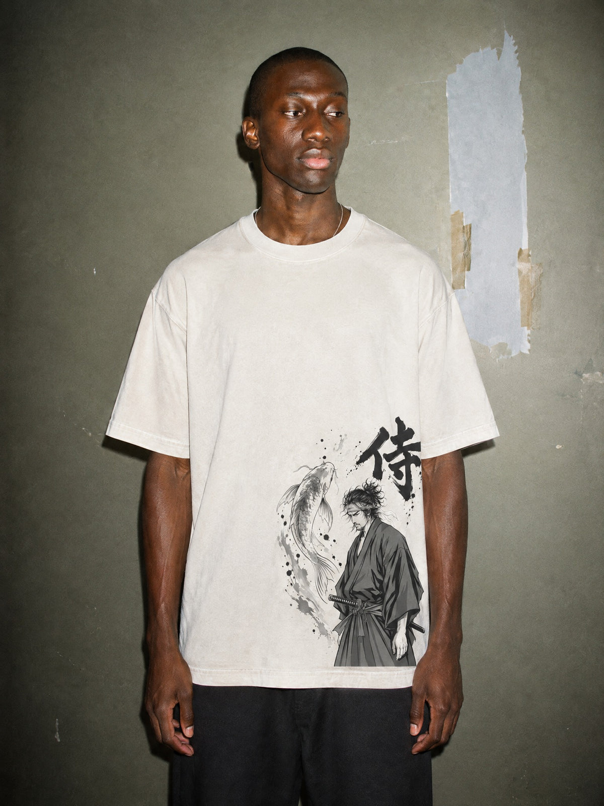 OTH ✦ Koi Samurai Ink Vintage Tee by Torazen, worn on model