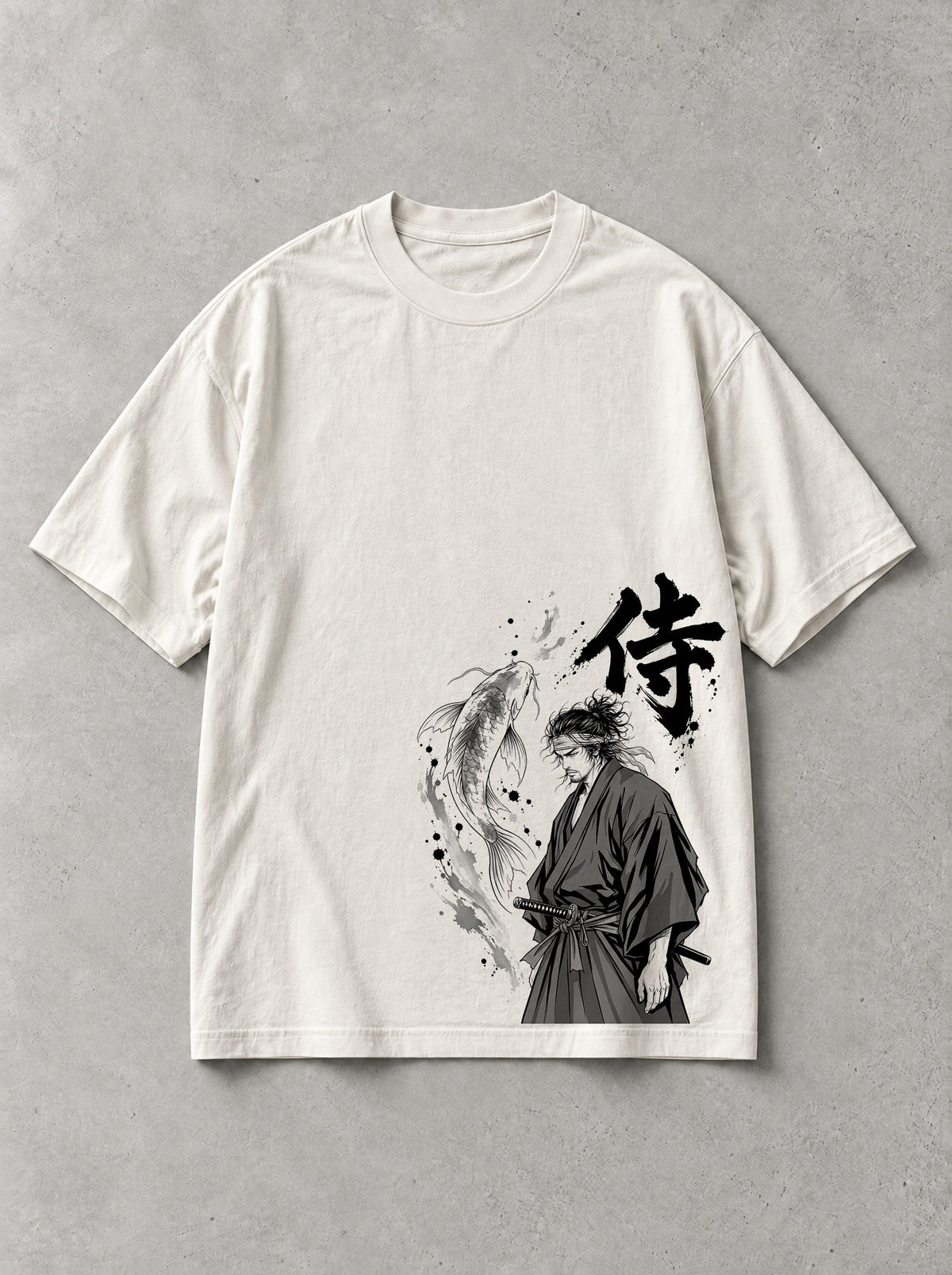 Koi Samurai Ink Vintage Tee - Vagabond-inspired design by Torazen, front view