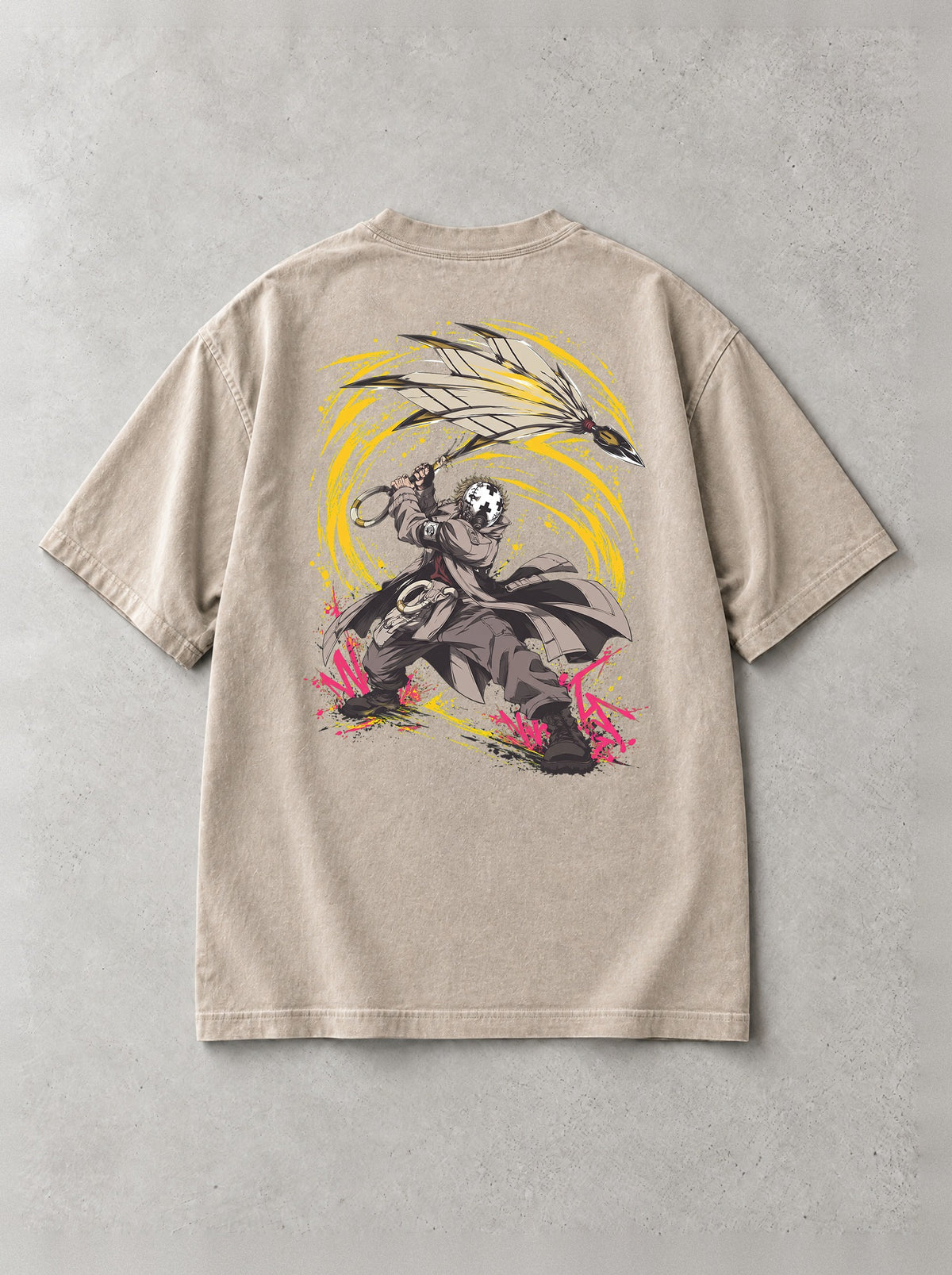 Masked Sweeper Vintage Tee - Gachiakuta-inspired design by Torazen, back view