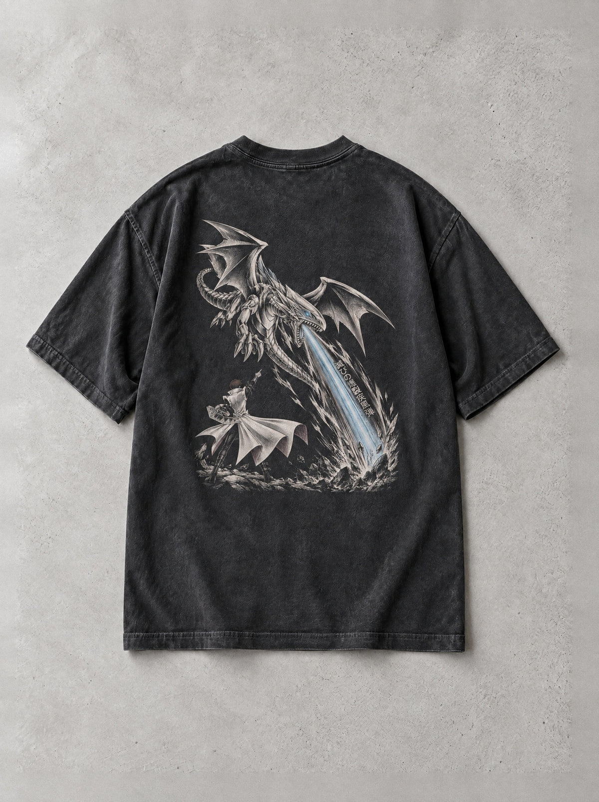 Silver Wyrm Requiem Vintage Tee - Yu-Gi-Oh!-inspired design by Torazen, back view