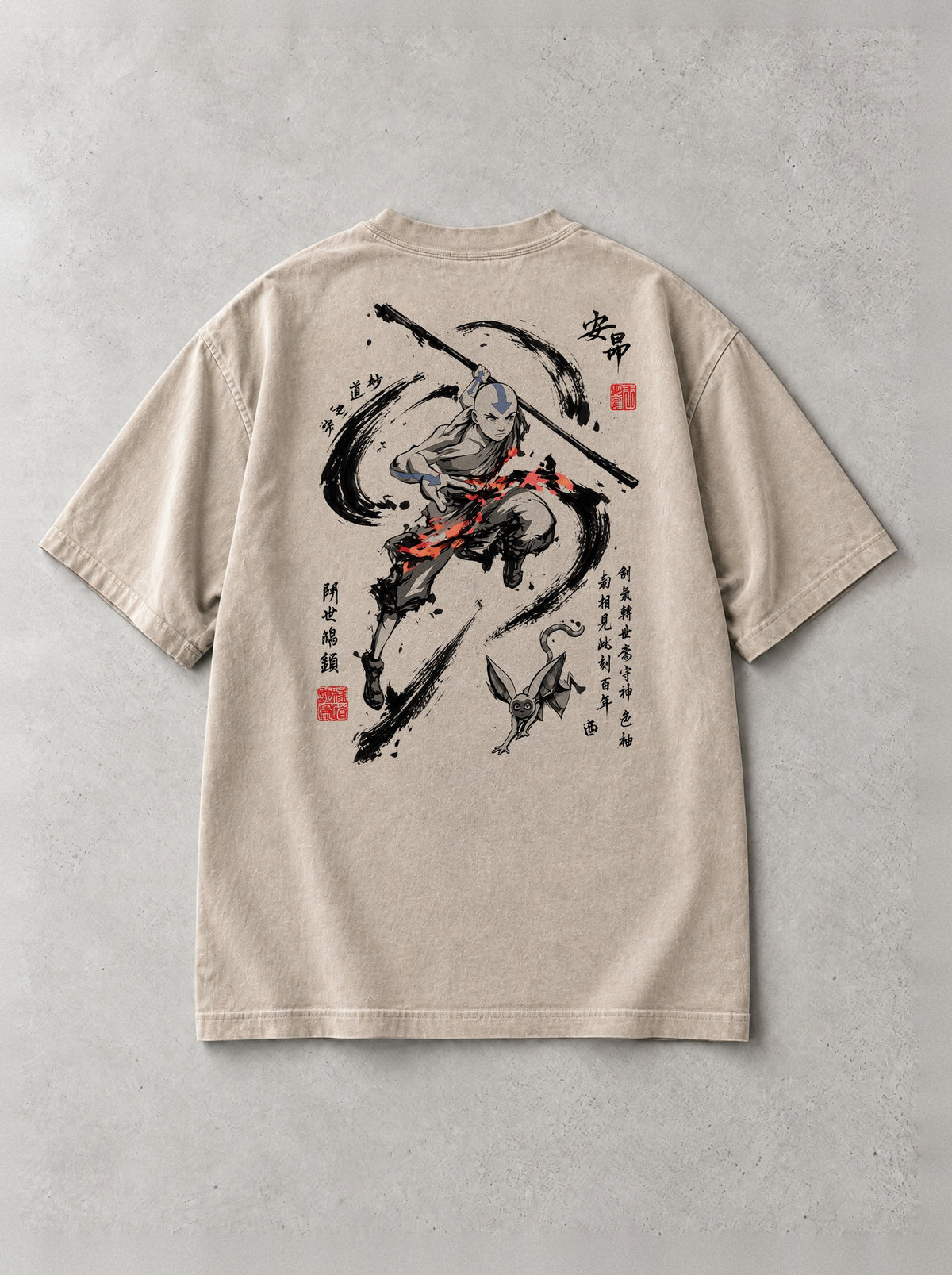 Wind Staff Scroll Vintage Tee - Avatar: The Last Airbender-inspired design by Torazen, back view