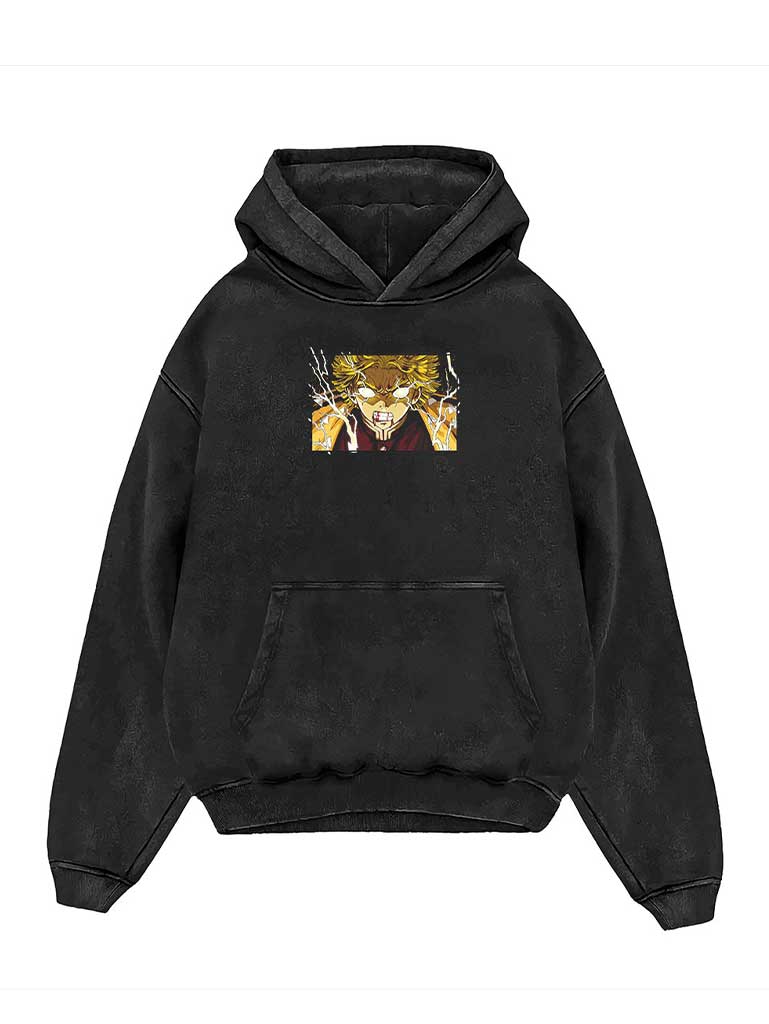 A sweatshirt with anime-inspired design, blending manga shonen style with modern streetwear aesthetic.