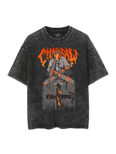 anime-inspired tee with chainsaw devil vintage tee design