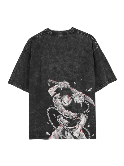 anime-inspired tee with divine border sorcerer killer 2-sided vintage tee design