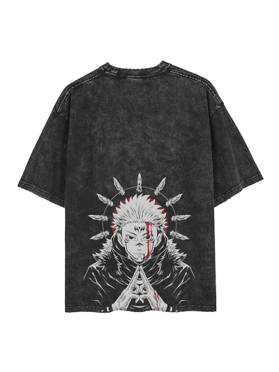anime-inspired tee with king cursed 2-sided vintage tee design