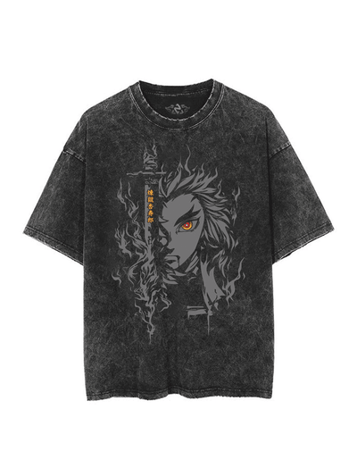 anime-inspired tee with flame hashira 'purgatory' vintage tee design