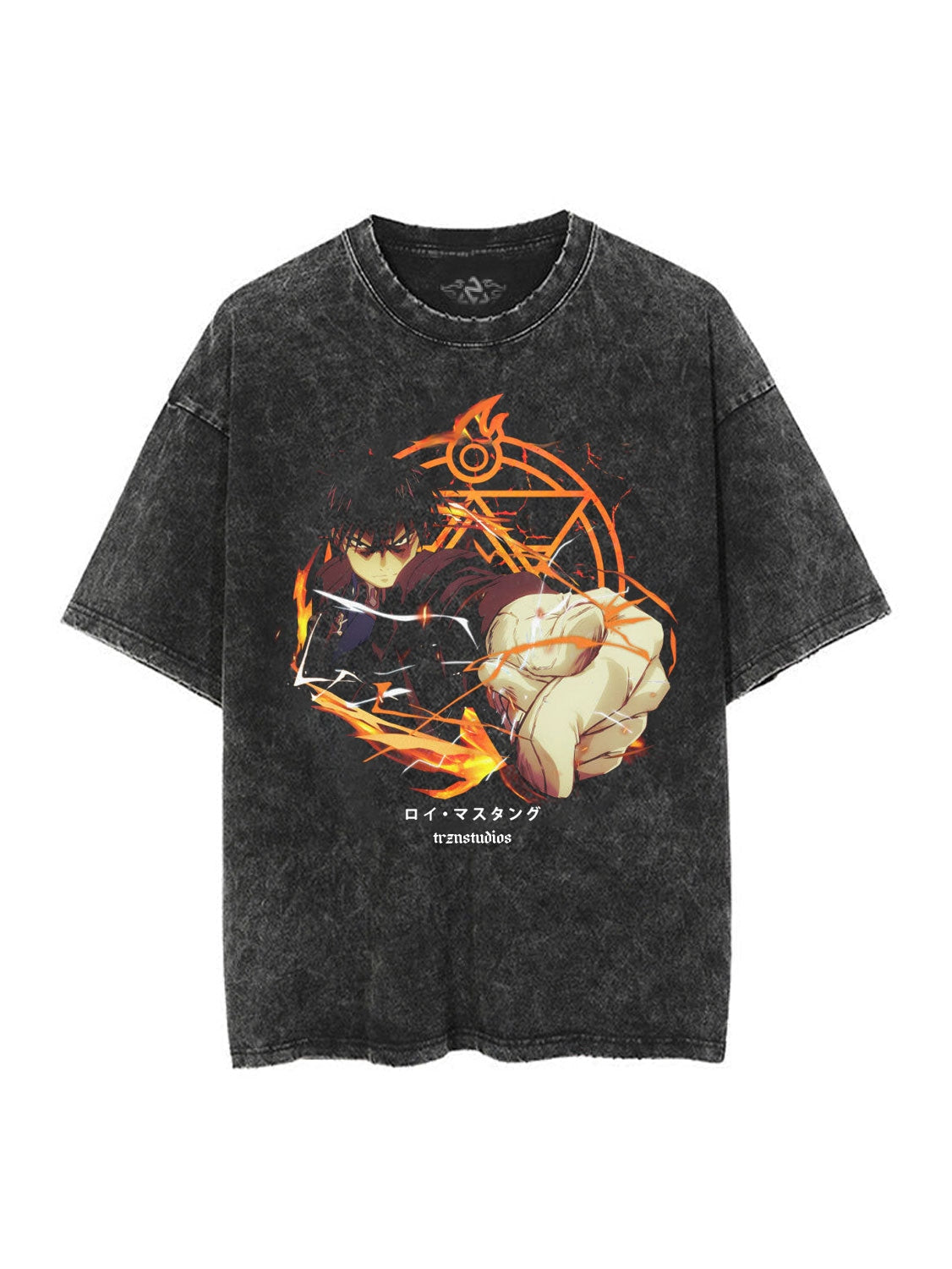 A t-shirt with anime-inspired design, blending manga shonen style with modern streetwear aesthetic.