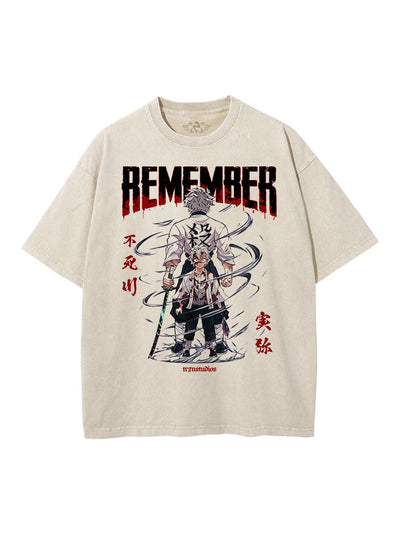 anime-inspired tee with wind hashira 'remember' vintage tee design
