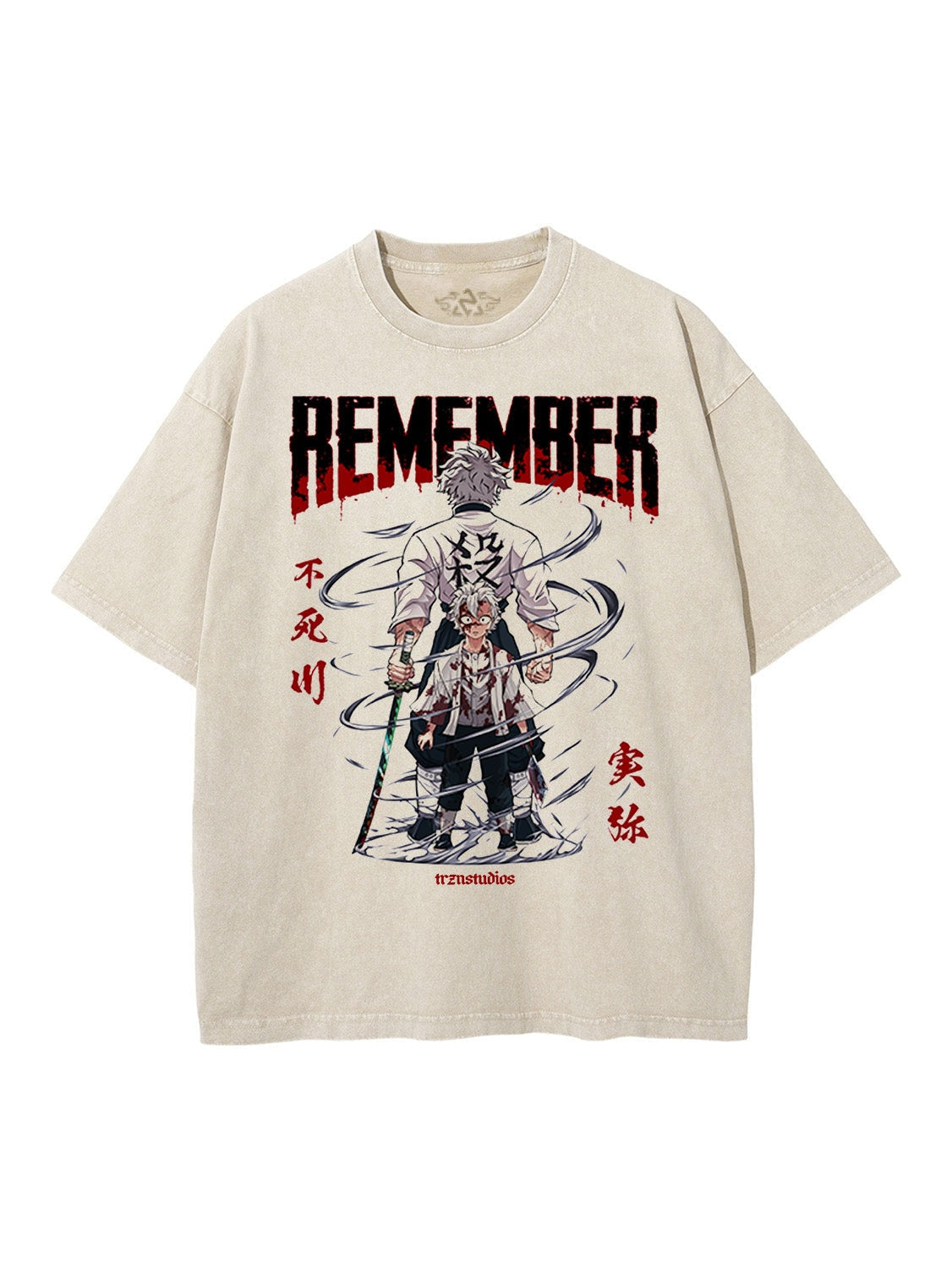 A t-shirt with anime-inspired design, blending manga shonen style with modern streetwear aesthetic.