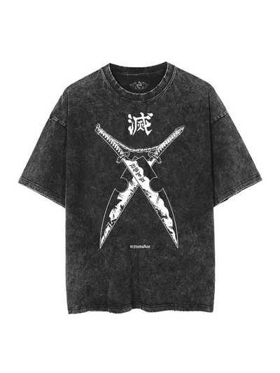 anime-inspired tee with tengen swords vintage tee design