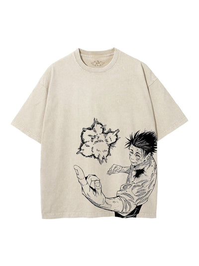 anime-inspired tee with cursed voice okkotsu vintage tee design
