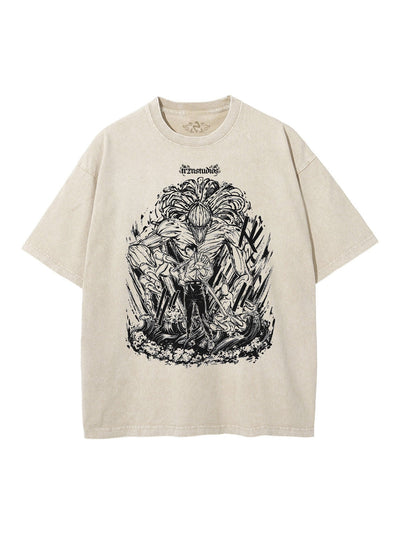anime-inspired tee with cursed voice x rika vintage tee design