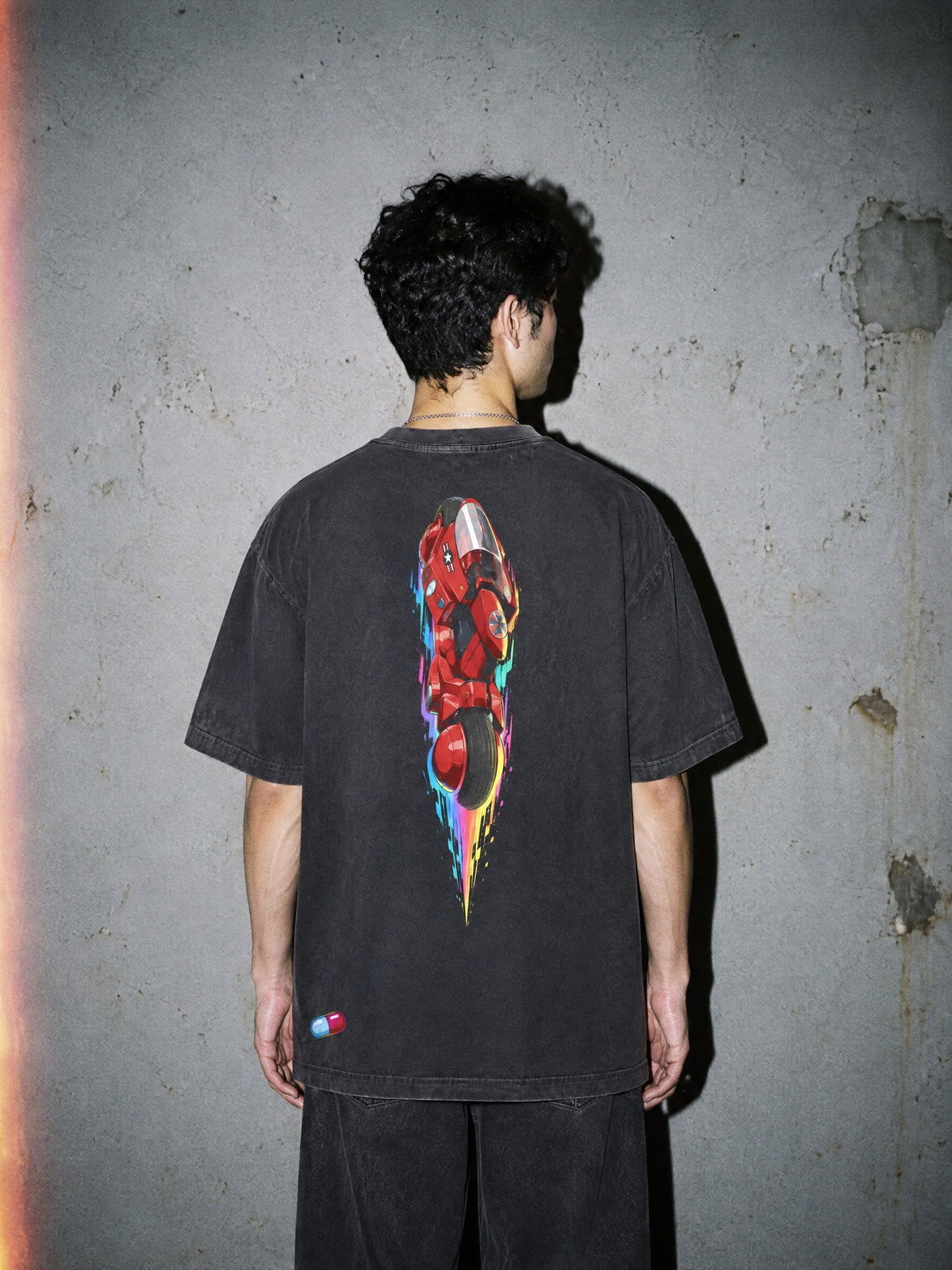 AKIRA ✦ Neon Bike Streak Vintage Tee by Torazen, worn on model