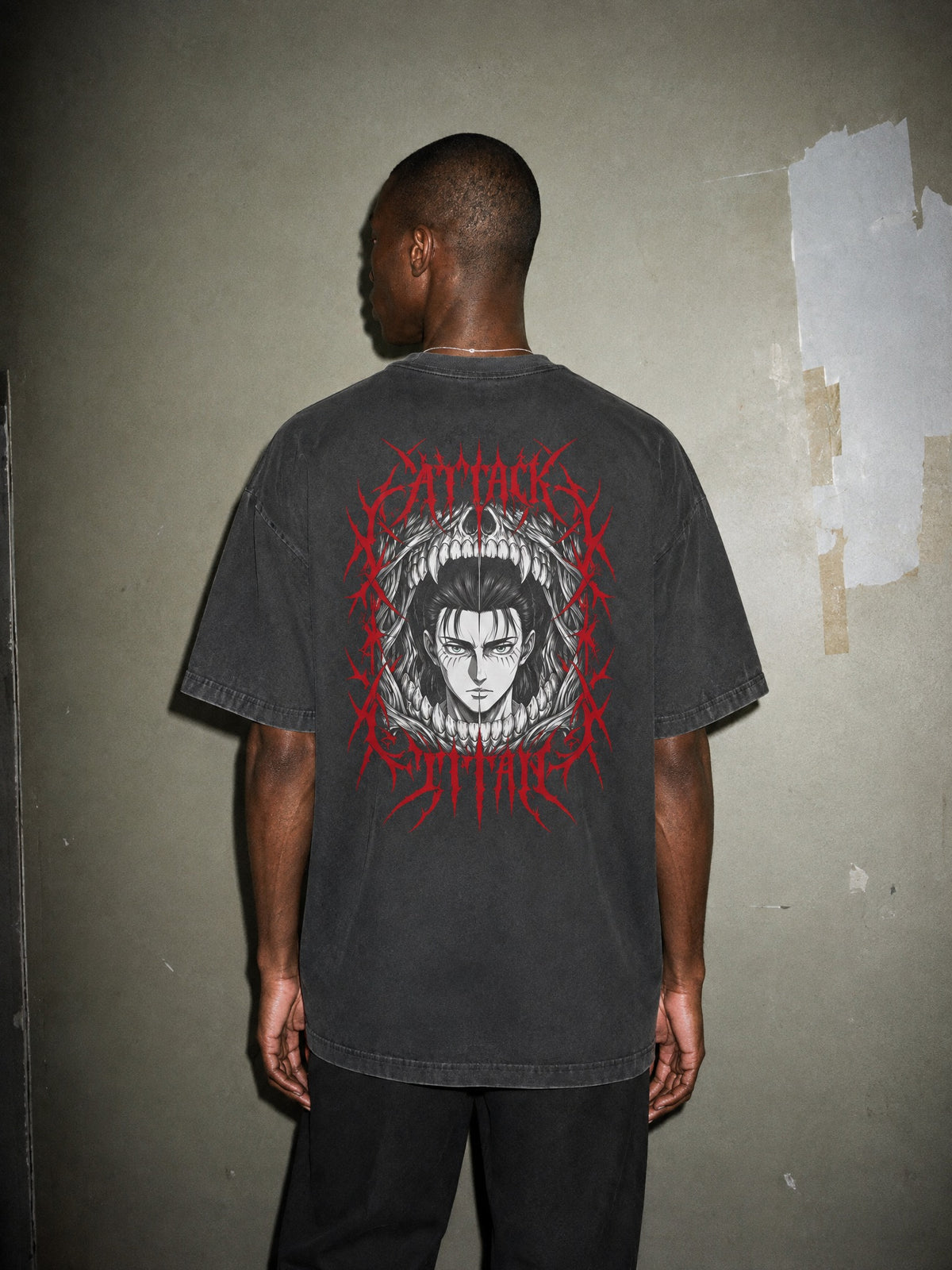 AOT ✦ Titan Jaw Frame Vintage Tee by Torazen, worn on model