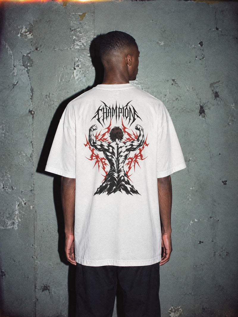 BAKI ✦ Champion Flex Vintage Tee by Torazen, worn on model