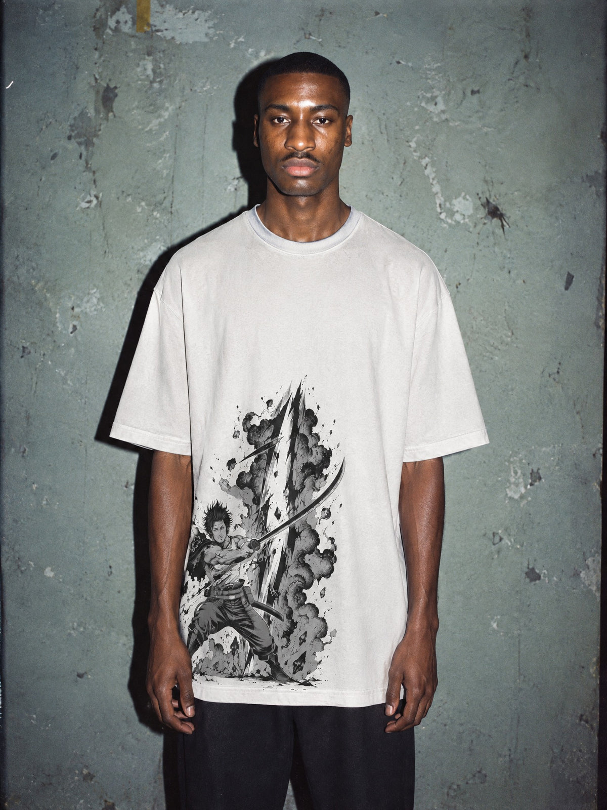 BLK-CLV ✦ Dark Slash Captain Vintage Tee by Torazen, worn on model
