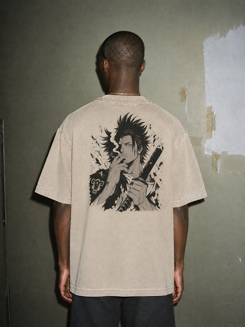 BLK-CLV ✦ Smoke And Steel Vintage Tee by Torazen, worn on model