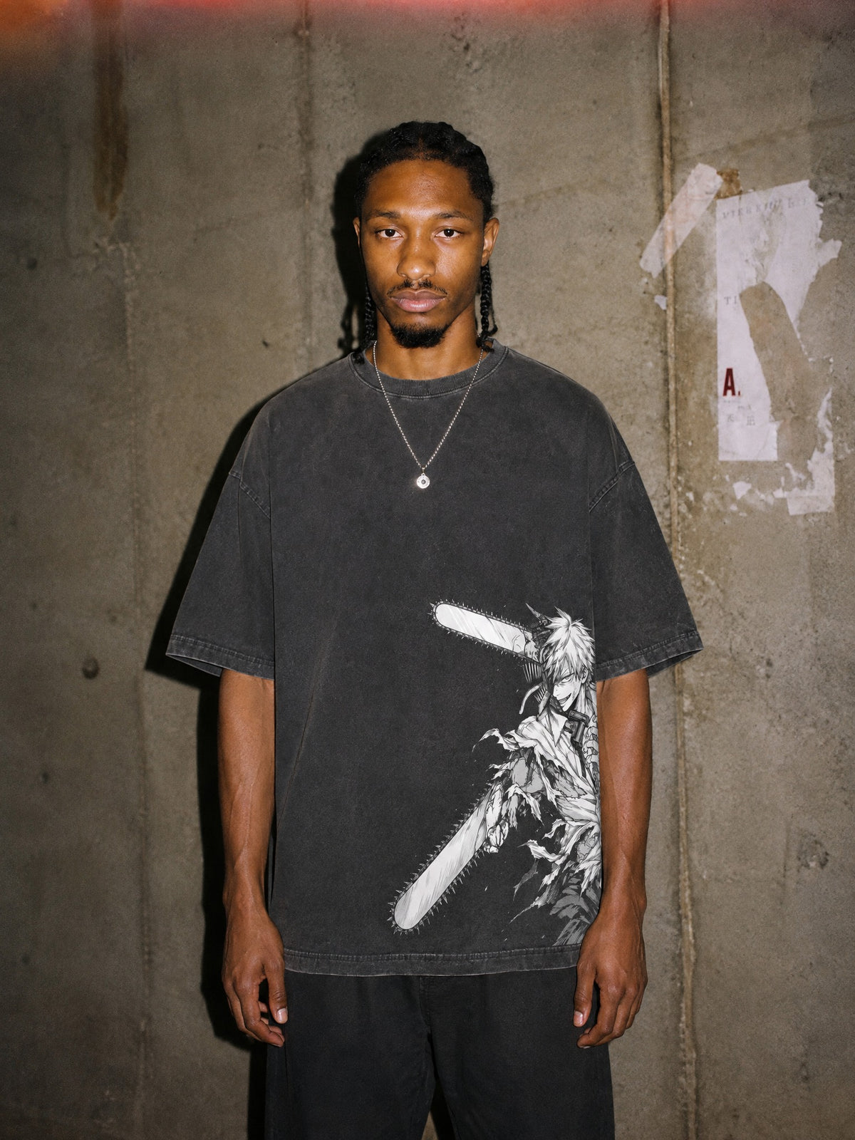 CSM ✦ Chainsaw Grin Flank Vintage Tee by Torazen, worn on model