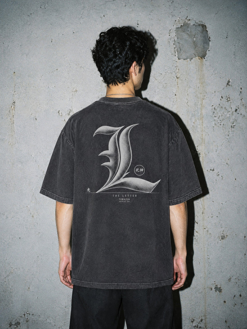 D-NOTE ✦ The Letter Vintage Tee by Torazen, worn on model