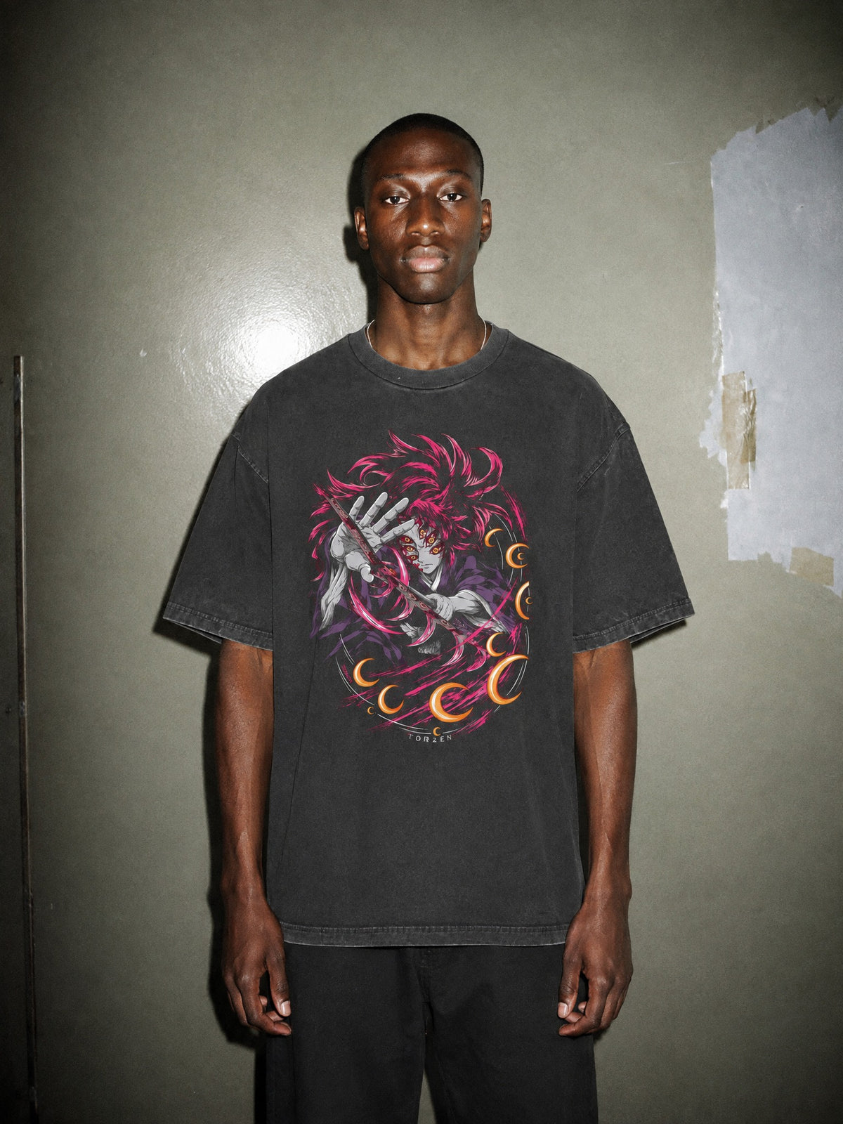 D-SLYR ✦ Crescent Moon Cut Vintage Tee by Torazen, worn on model