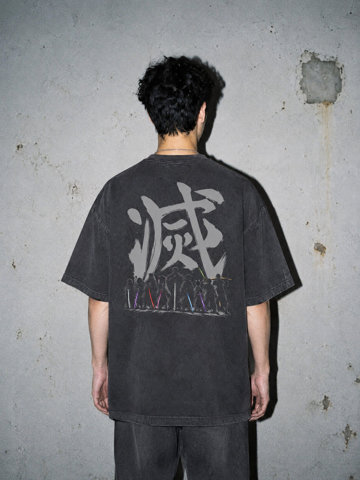 D-SLYR ✦ Hashira Line Vintage Tee by Torazen, worn on model