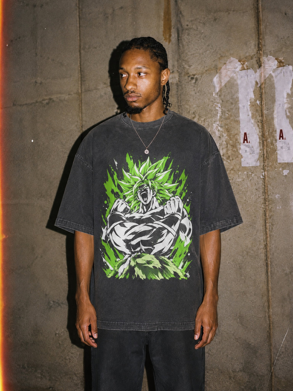 DBZ ✦ Green Fury Roar Vintage Tee by Torazen, worn on model