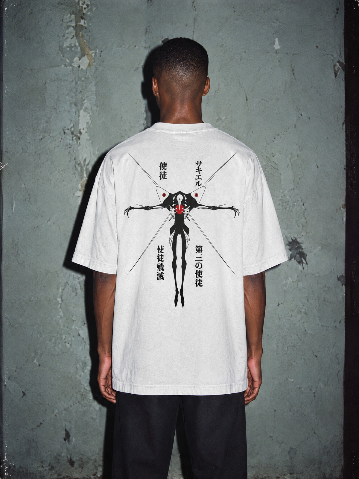 EVA ✦ Third Angel Crucifix Vintage Tee by Torazen, worn on model
