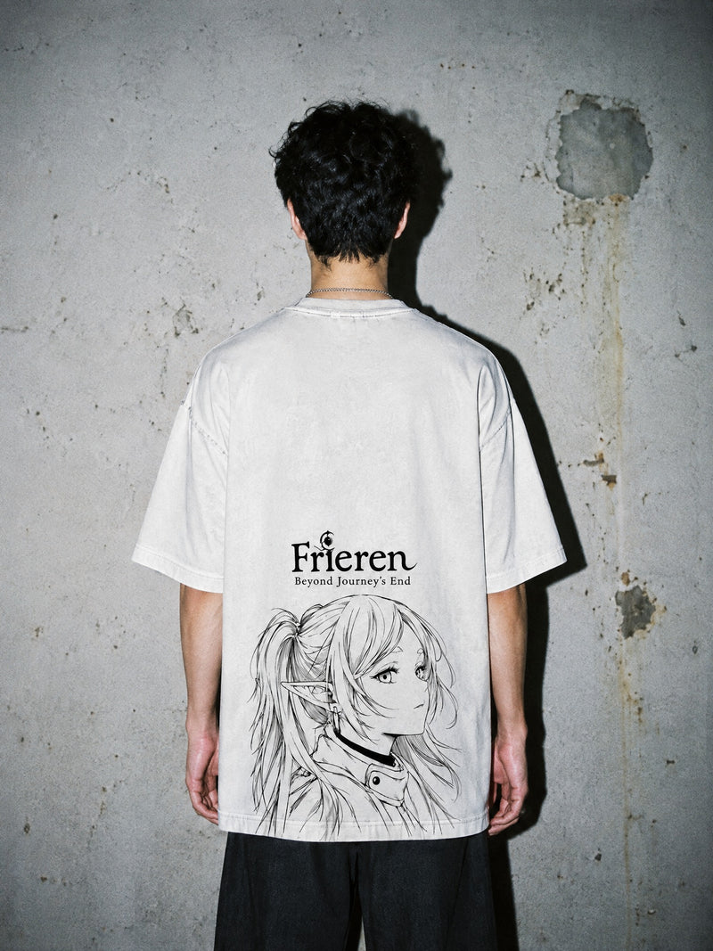 FRE-RN ✦ Elf Line Sketch Vintage Tee by Torazen, worn on model