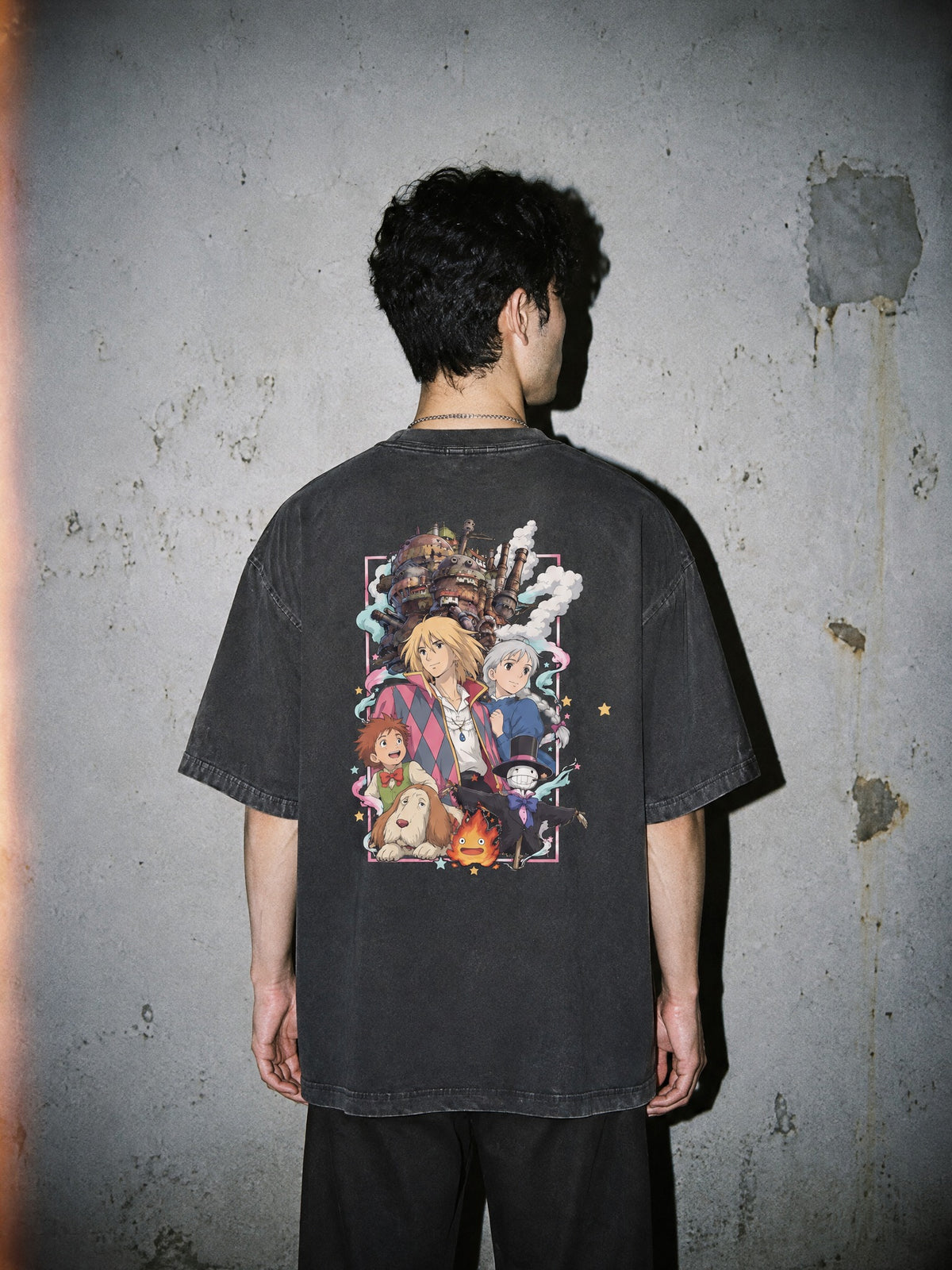 GHIBLI ✦ Moving Castle Crew Vintage Tee by Torazen, worn on model
