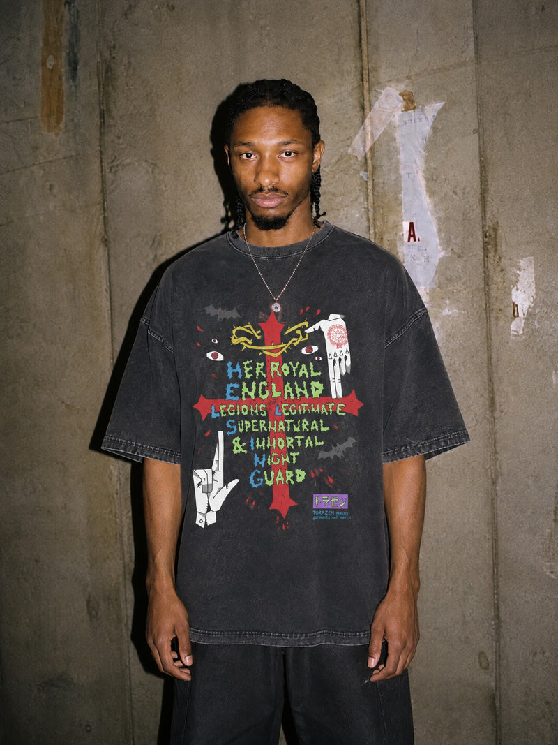 HLSNG ✦ Immortal Night Guard Vintage Tee by Torazen, worn on model