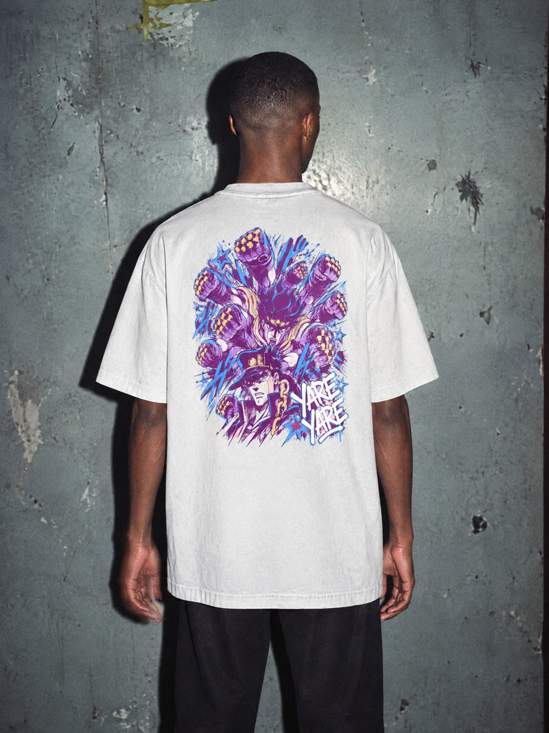 JJBA ✦ Star Rush Barrage Vintage Tee by Torazen, worn on model
