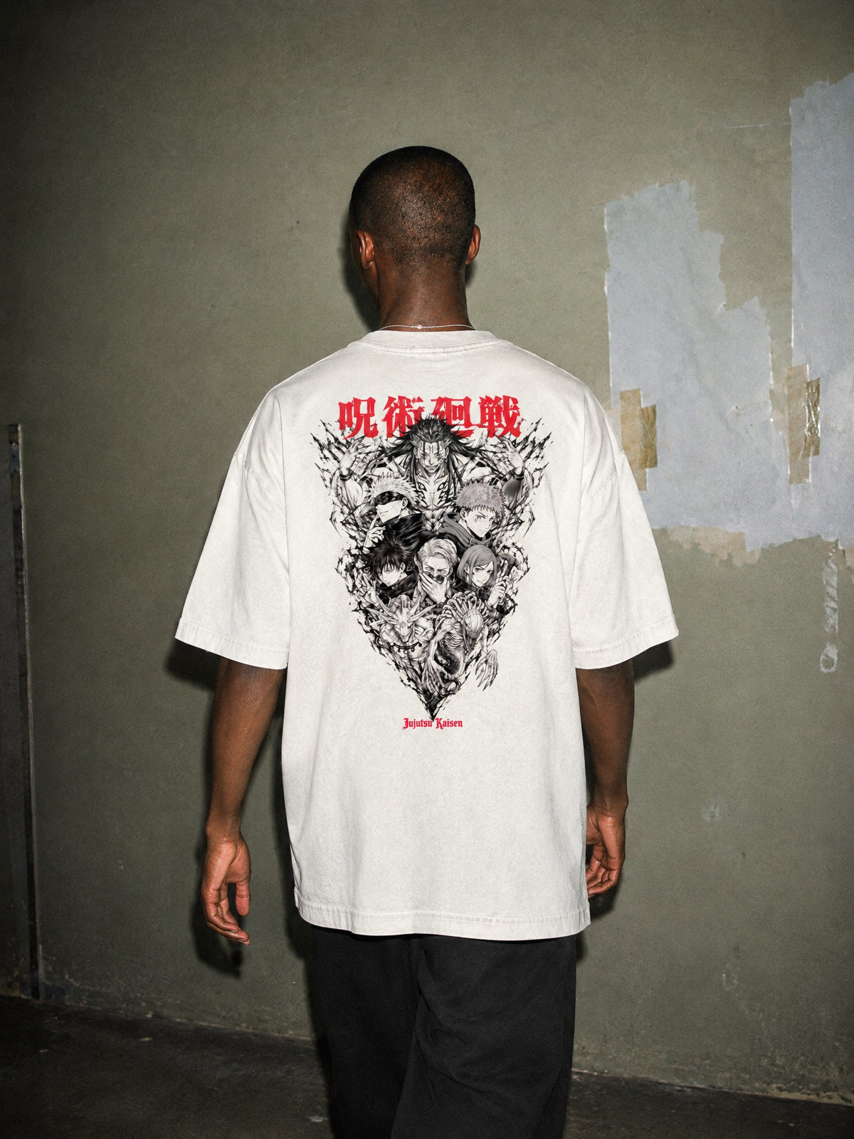 JJK ✦ Cursed Domain Collage Vintage Tee by Torazen, worn on model