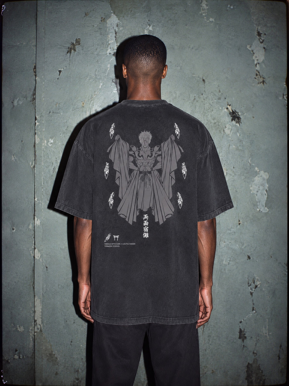 JJK ✦ Handle With Care Vintage Tee by Torazen, worn on model