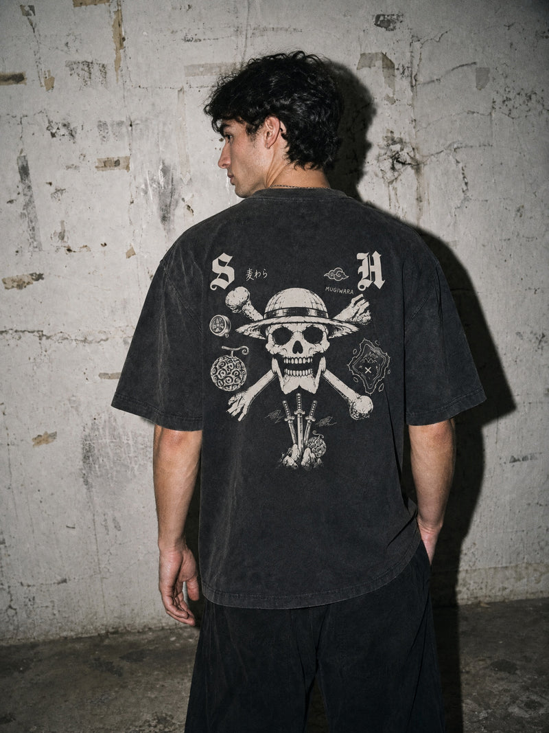 OP ✦ Straw Hat Crossbones Vintage Tee by Torazen, worn on model