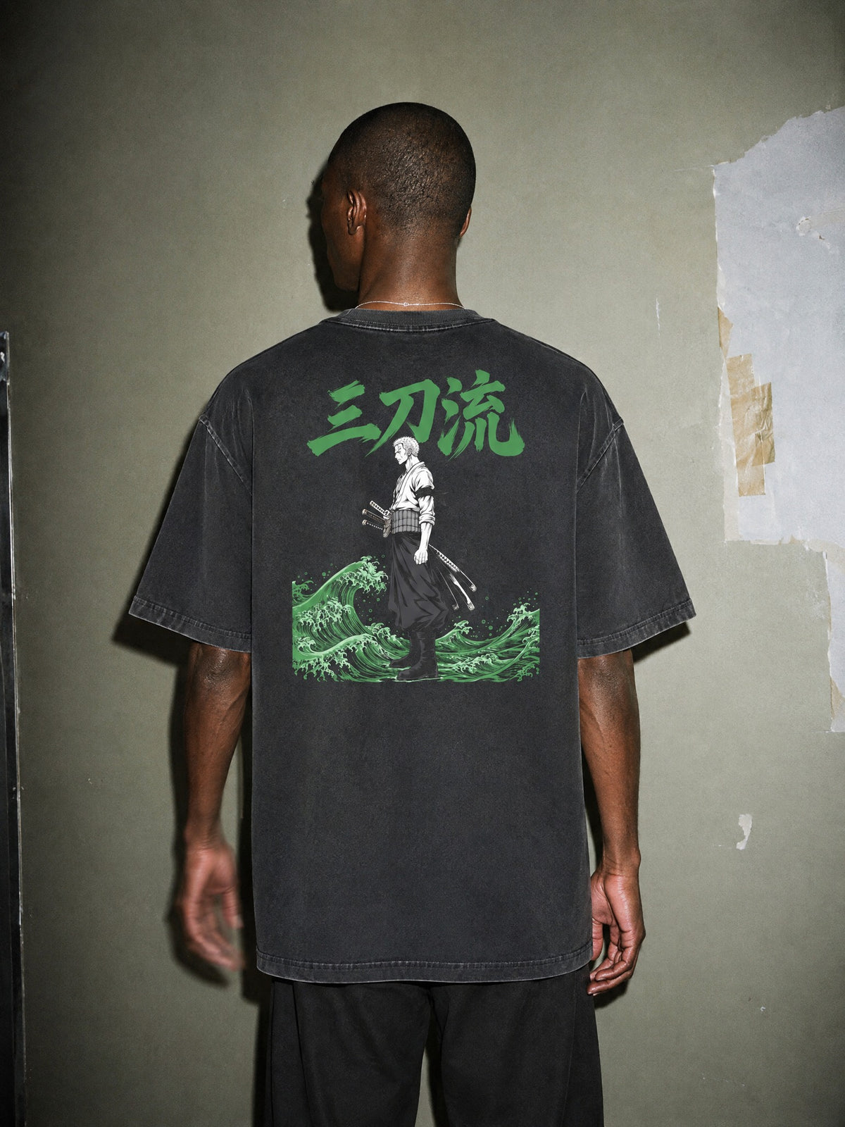 OP ✦ Three Sword Tide Vintage Tee by Torazen, worn on model