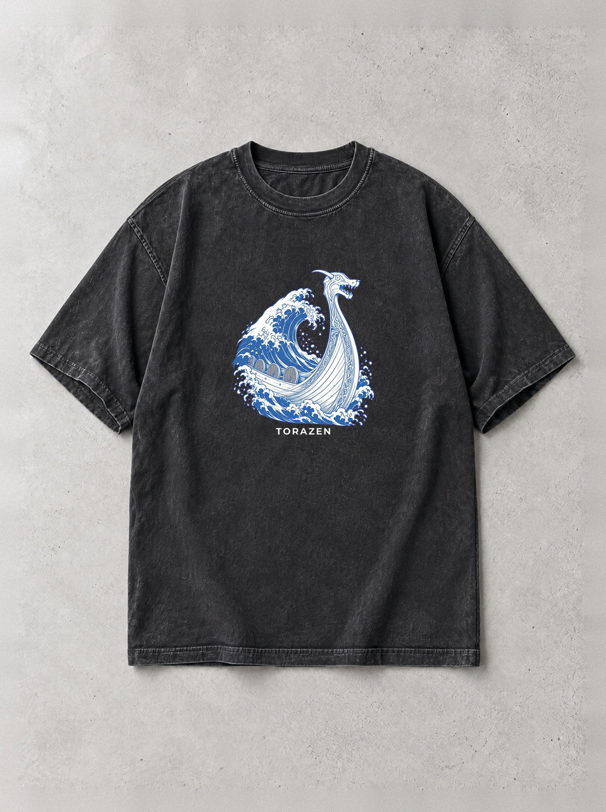 Longship Great Wave Vintage Tee by Torazen, front view